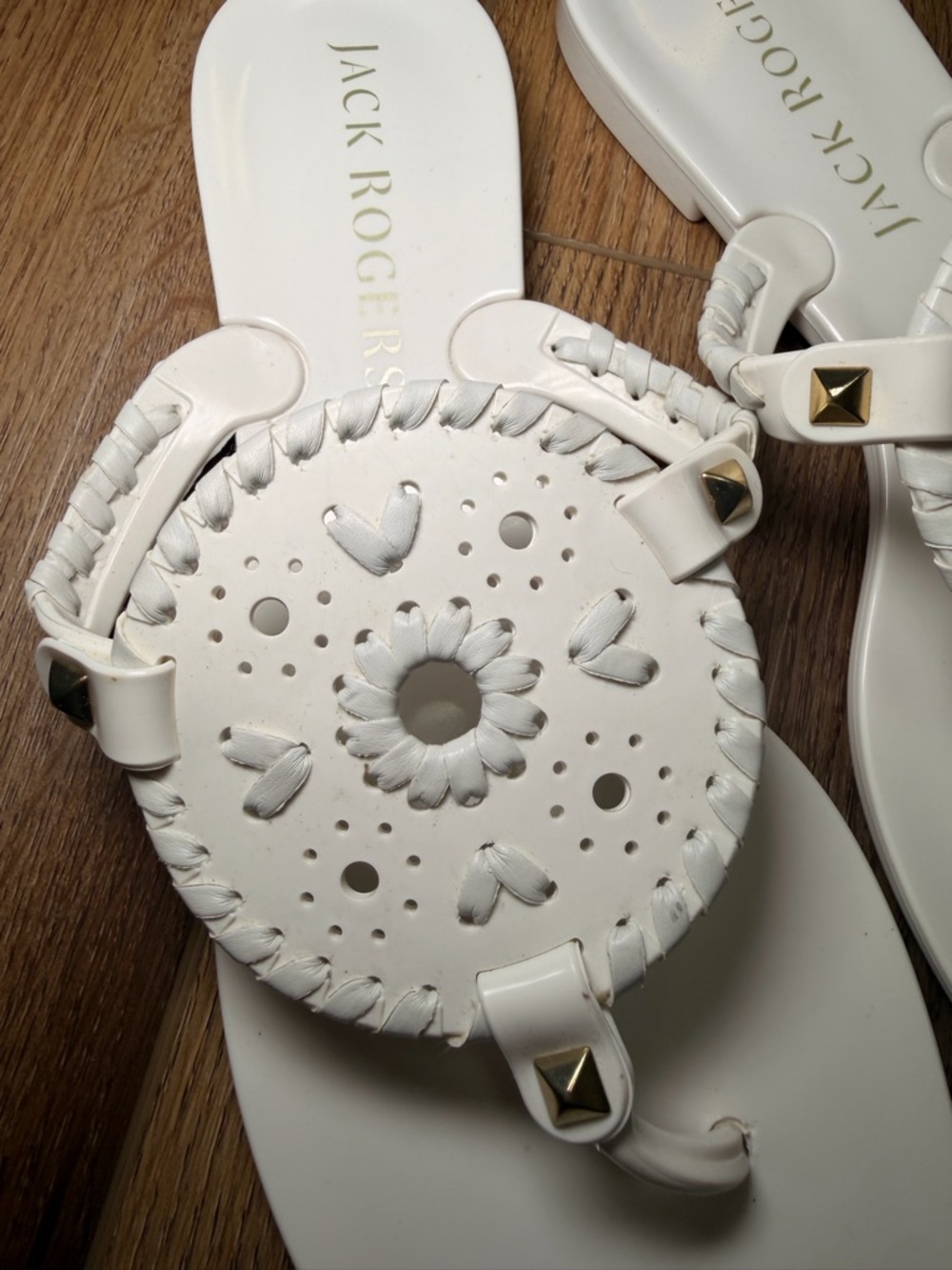 Jack Rogers Georgica Jelly Sandals White 8 NEW Waterproof Medallion Flip Flops - Picture 7 of 12
